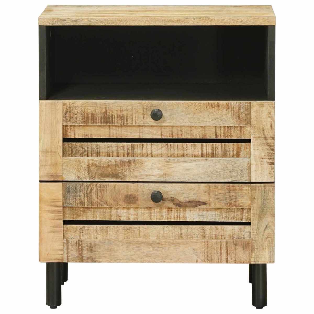 vidaXL Κομοδίνο Καφέ και Μαύρο 50 x 33 x 60 εκ Στερεό ξύλο μάνγκο