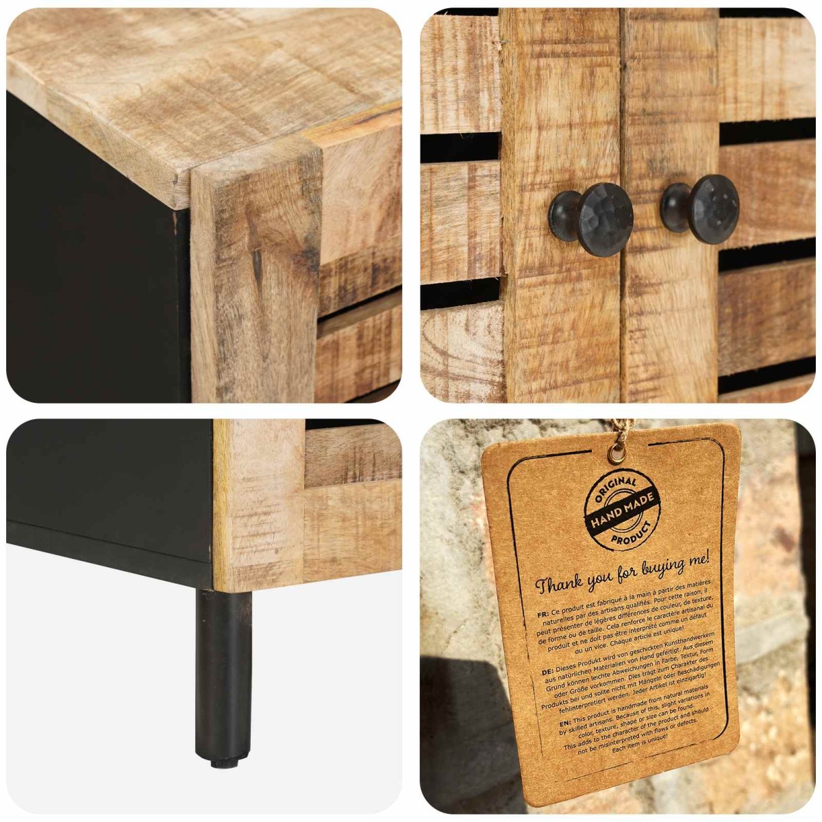 vidaXL Ντουλάπες Αποθήκευσης Φυσικό 60 x 33 x 75 cm Στερεό ξύλο μάνγκο