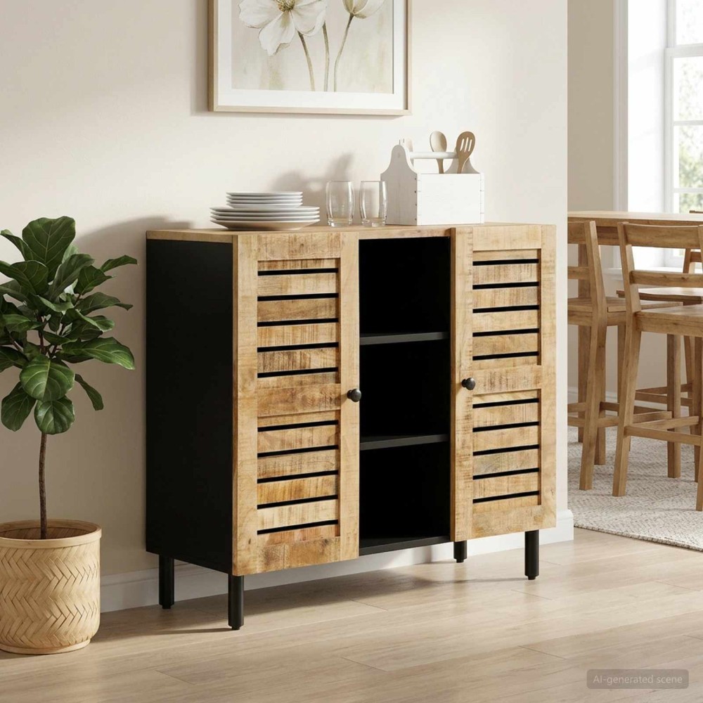 vidaXL Ντουλάπες Αποθήκευσης Φυσικό 90 x 33 x 75 εκ Στερεό ξύλο μάνγκο