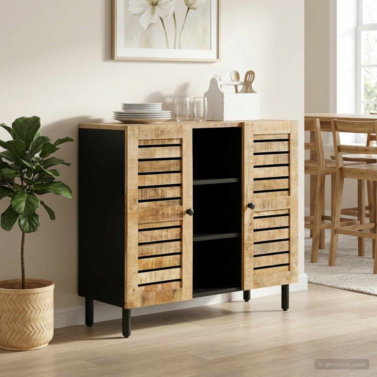 vidaXL Ντουλάπες Αποθήκευσης Φυσικό 90 x 33 x 75 εκ Στερεό ξύλο μάνγκο