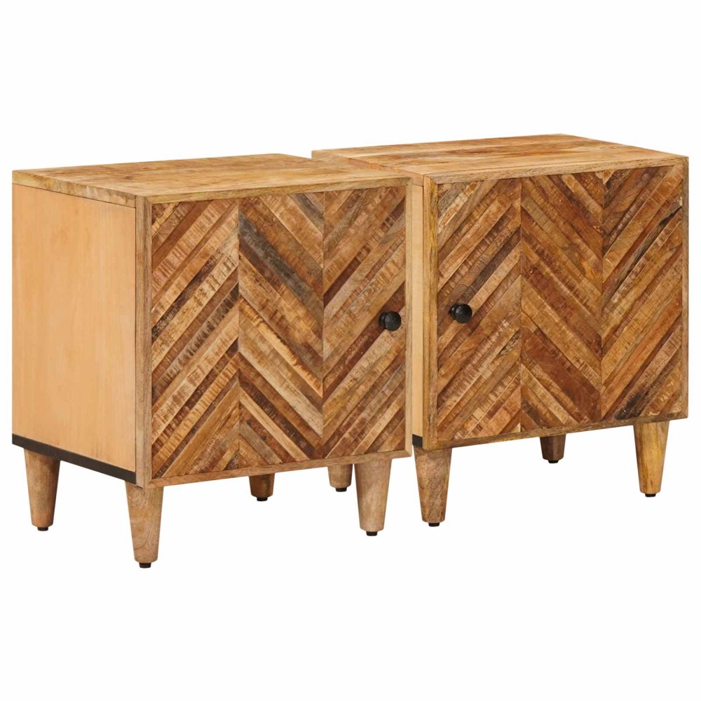 vidaXL Κομοδίνο 2 τεμ. Καφέ 40 x 33,5 x 46 εκ Στερεό ξύλο μάνγκο