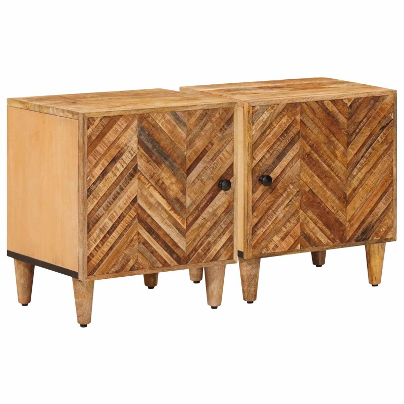 vidaXL Κομοδίνο 2 τεμ. Καφέ 40 x 33,5 x 46 εκ Στερεό ξύλο μάνγκο