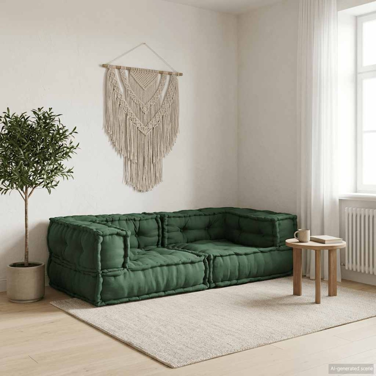 vidaXL Διθέσιος Μοντέρνος Καναπές Πράσινος 140x70x36 Υφασμάτινος