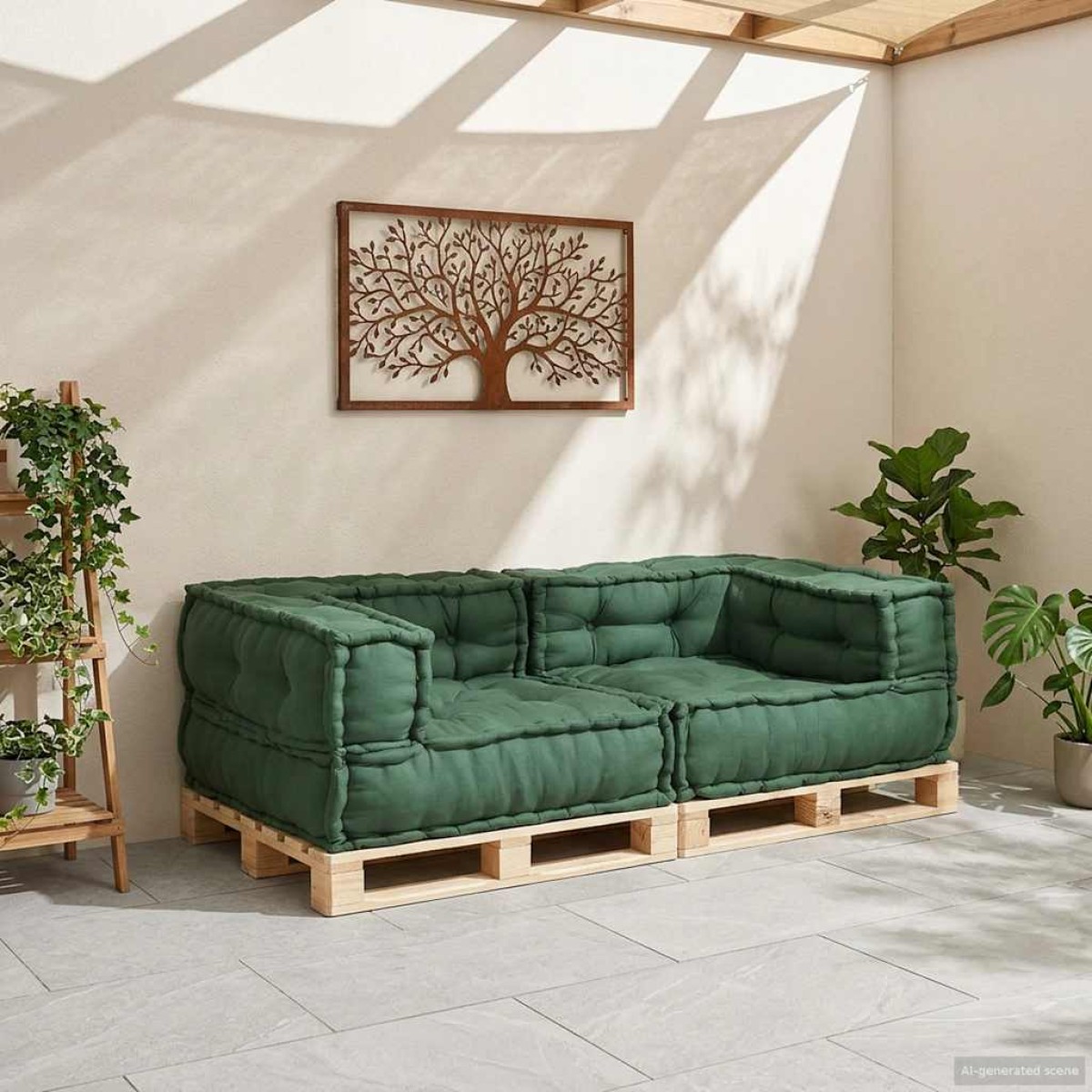 vidaXL Διθέσιος Μοντέρνος Καναπές Πράσινος 140x70x36 Υφασμάτινος