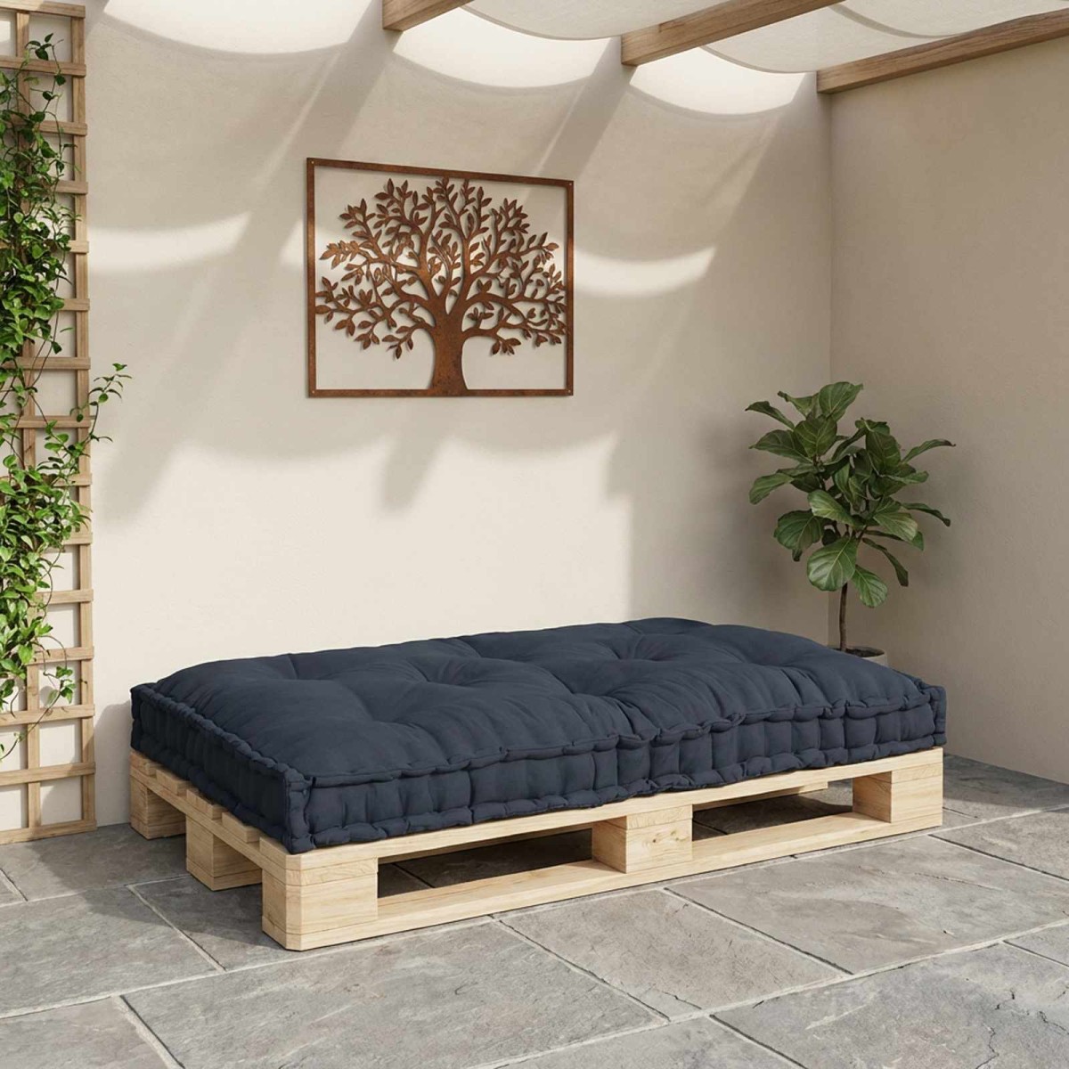 vidaXL Μαξιλάρι για καναπέ παλέτας Ανθρακί 120 x 80 x 12 cm Ύφασμα