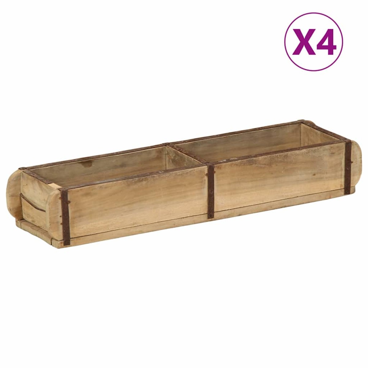 vidaXL Δίσκος 4 τμχ. Καφέ 57 x 15 x 9 εκ Στερεό Ανακτηθέν Ξύλο