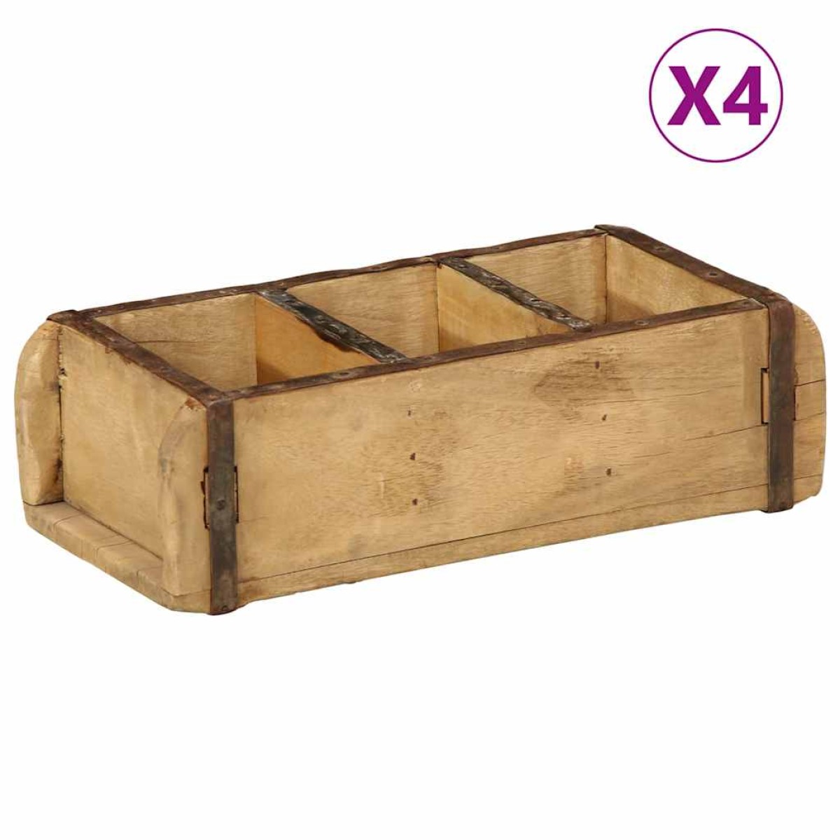 vidaXL Δίσκος 4 τμχ. Καφέ 30 x 14 x 9 εκ Στερεό Ανακτηθέν Ξύλο