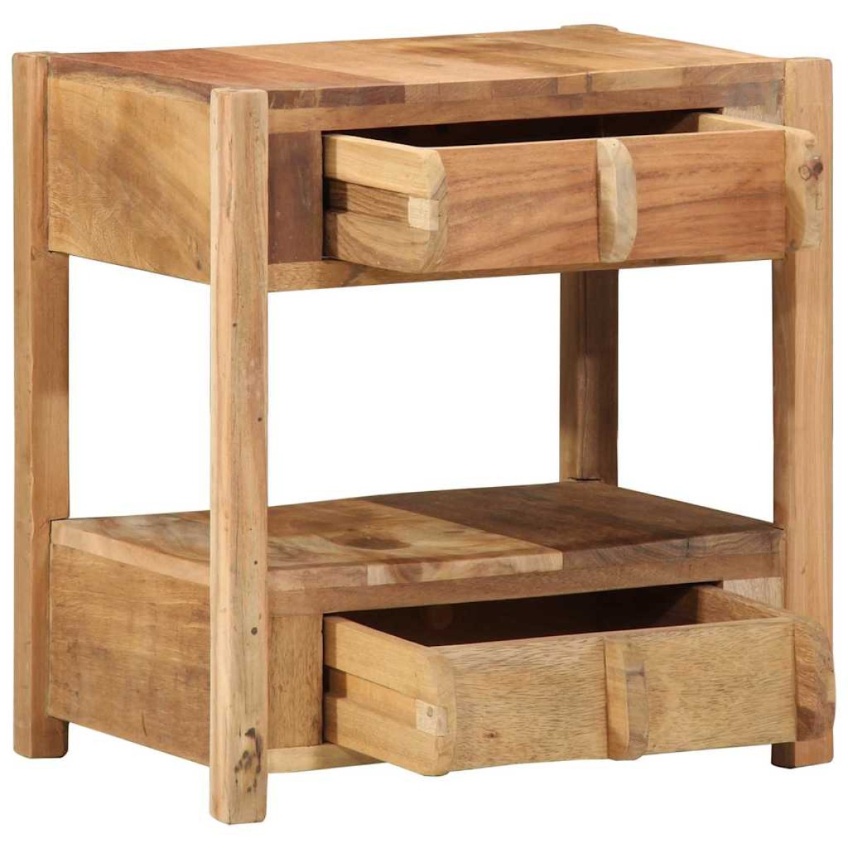 vidaXL End Table με συρτάρι Καφέ 43 x 32 x 46 εκ Στερεό Ανακτηθέν Ξύλο