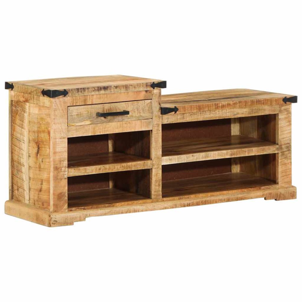 vidaXL παγκάκι Καφέ 110 x 35 x 50 εκ Ακατέργαστο Μάνγκο