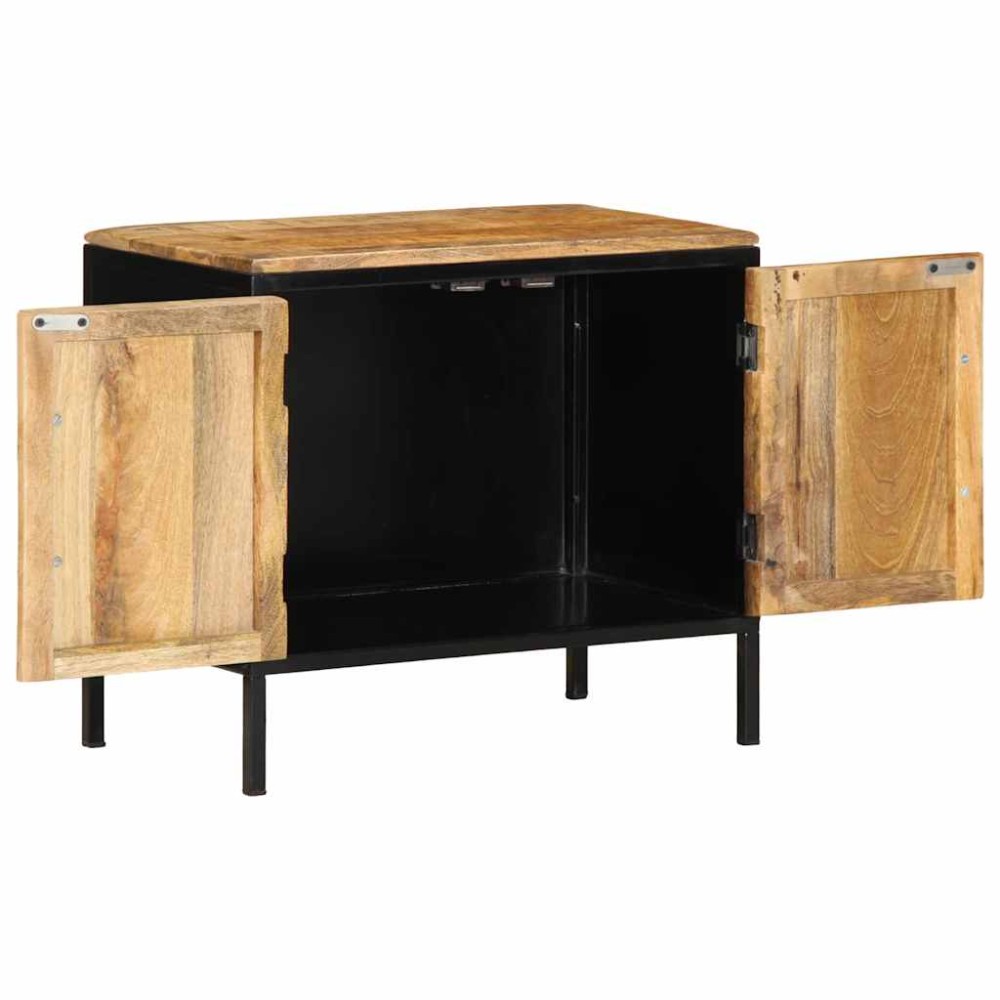 vidaXL Κομοδίνο Καφέ και Μαύρο 50 x 30 x 45 εκ Στερεό ξύλο μάνγκο
