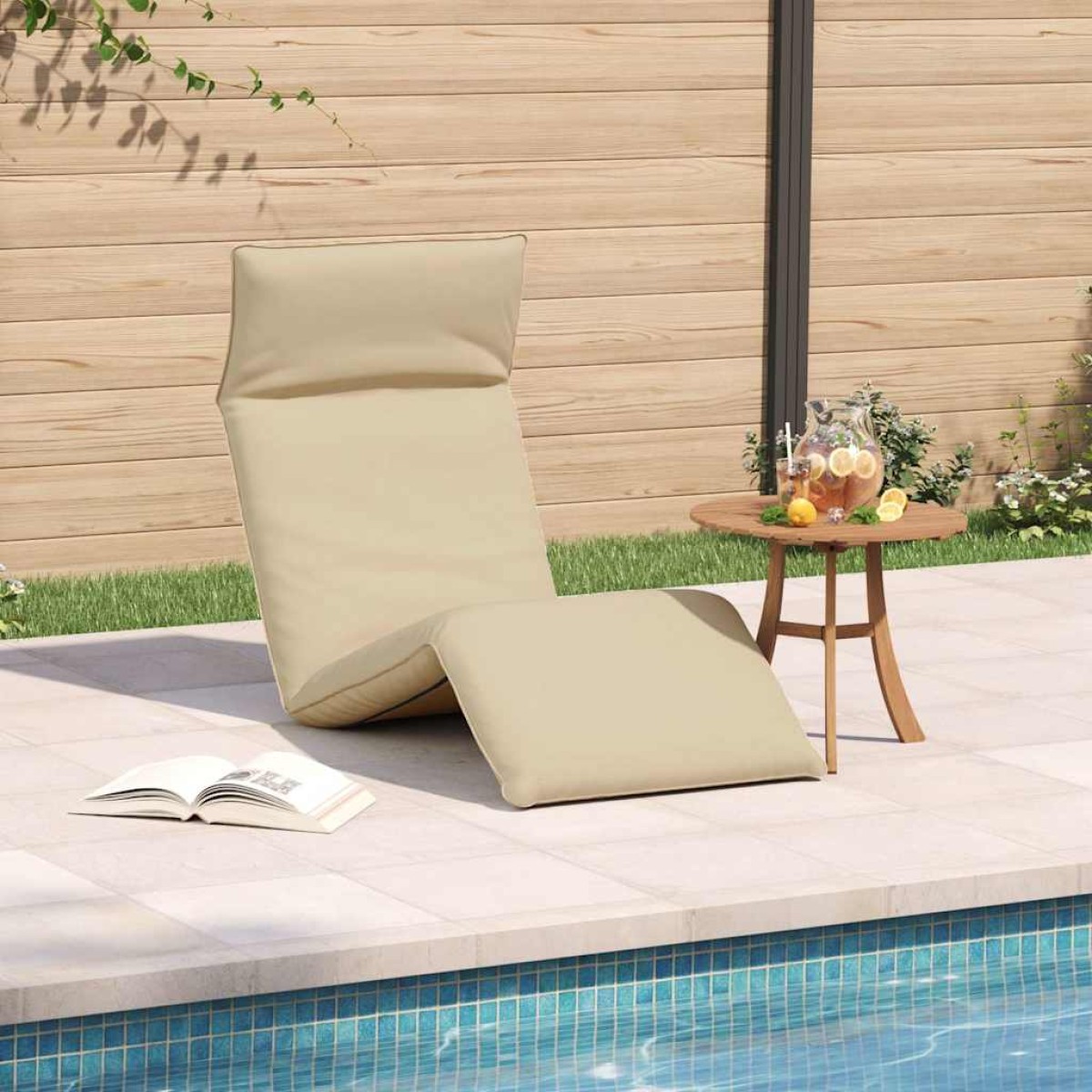 vidaXL Ξαπλώστρα Πτυσσόμενη Μπεζ 175x54x8,5 εκ. από Ύφασμα Oxford