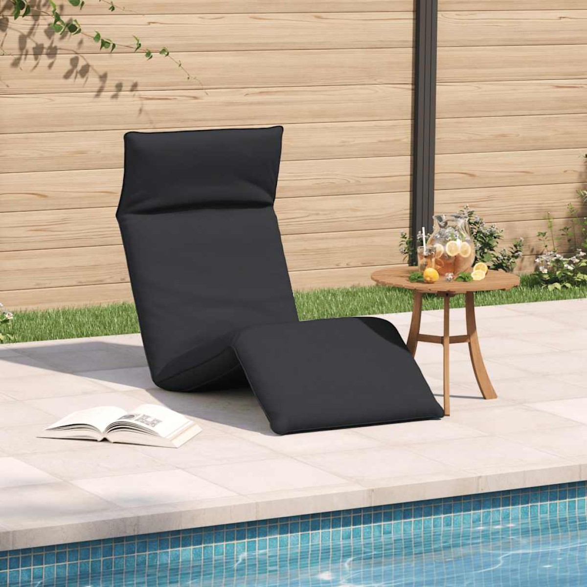 vidaXL Ξαπλώστρα Πτυσσόμενη Μαύρη 175x54x8,5 εκ. από Ύφασμα Oxford