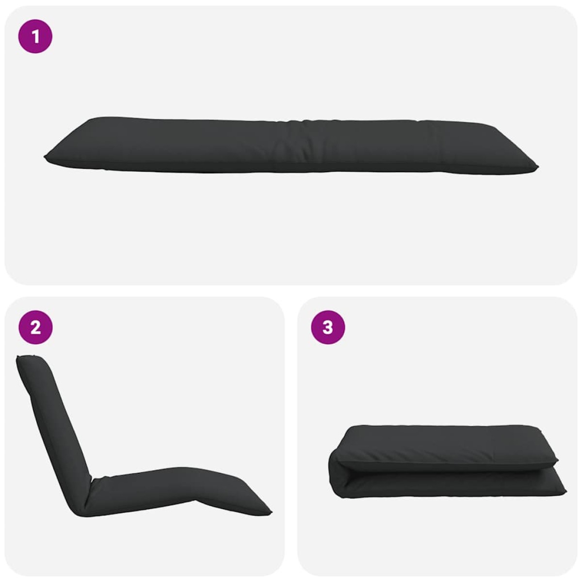 vidaXL Ξαπλώστρα Πτυσσόμενη Μαύρη 175x54x8,5 εκ. από Ύφασμα Oxford