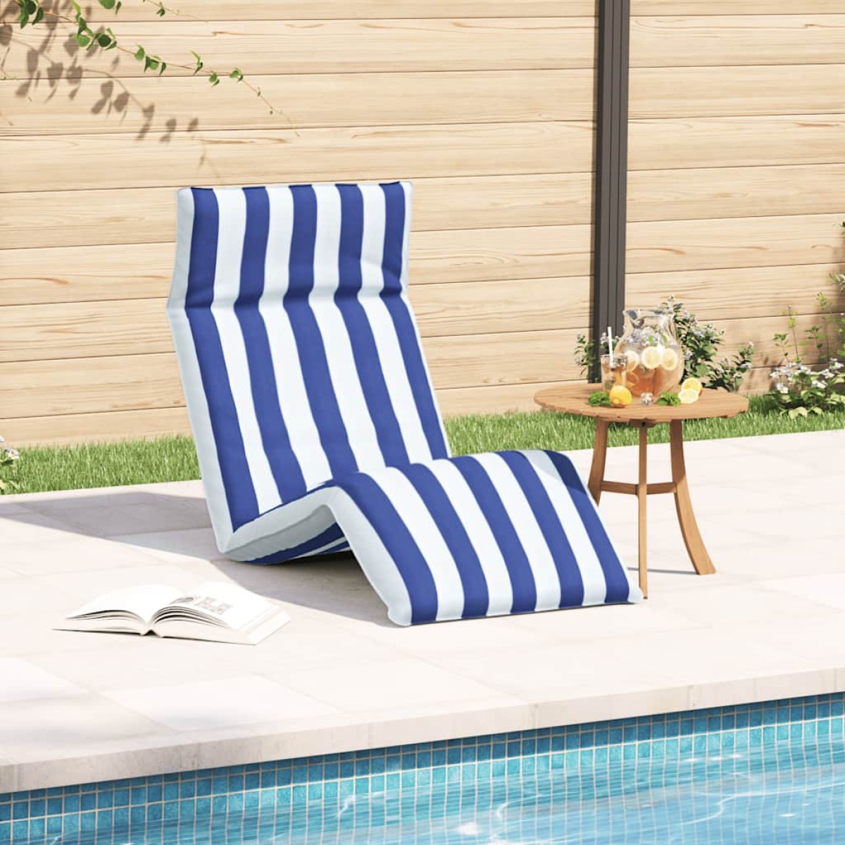 vidaXL Ξαπλώστρα Πτυσσόμενη Μπλε και Λευκή 175x54x8,5 εκ. από Ύφασμα Oxford