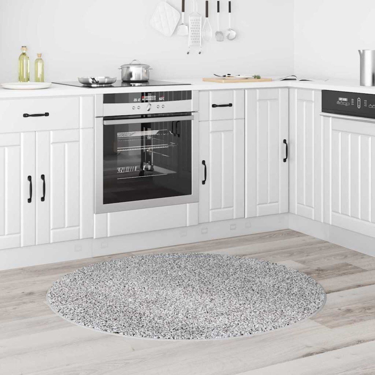 vidaXL Αντιολισθητικό Σαγκί Χαλάκι Γκρι 120 x 120 cm PP