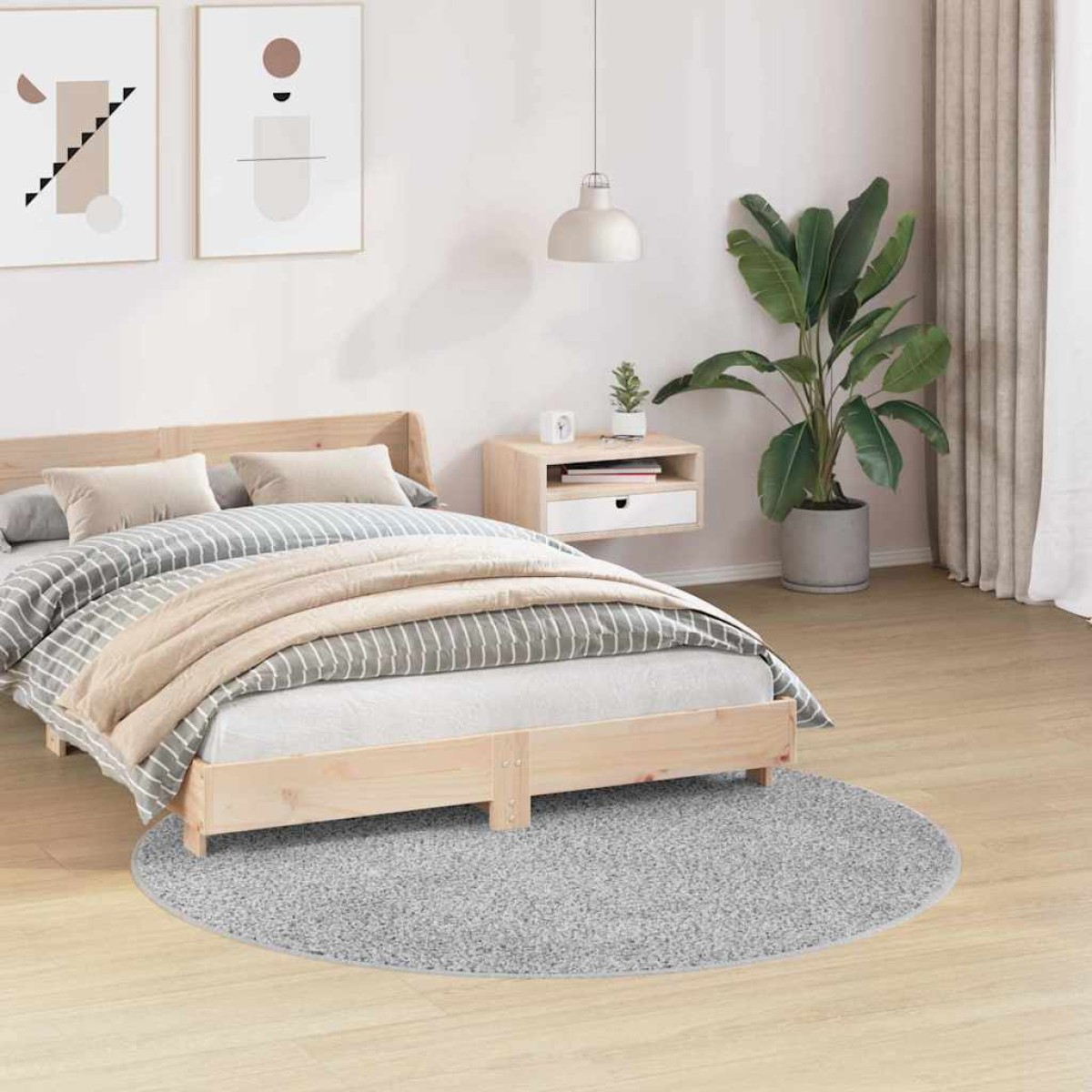 vidaXL Αντιολισθητικό Σαγκί Χαλάκι Γκρι 160 x 160 cm PP
