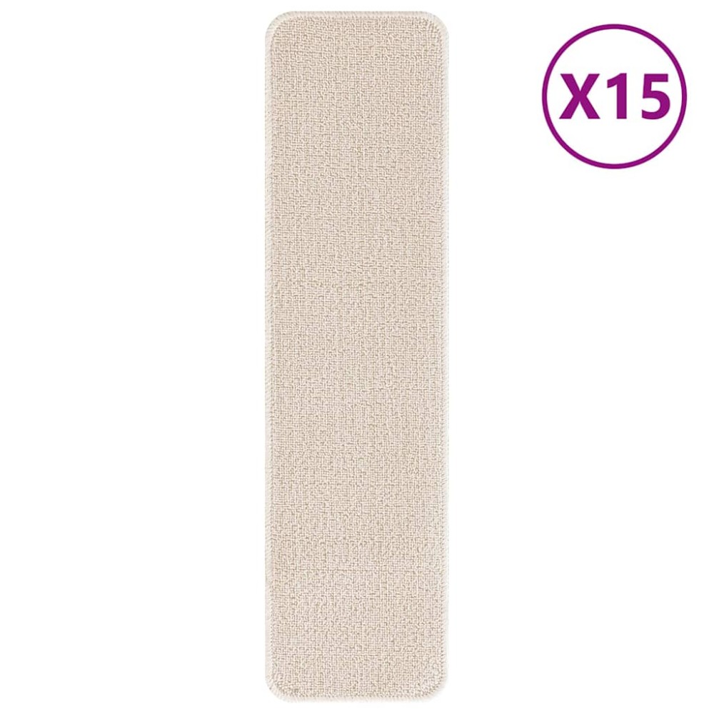 vidaXL Χαλιά Σκαλοπατιών Αντιολισθητικά 15 τμχ. 75 x 20 cm Κρεμ PP