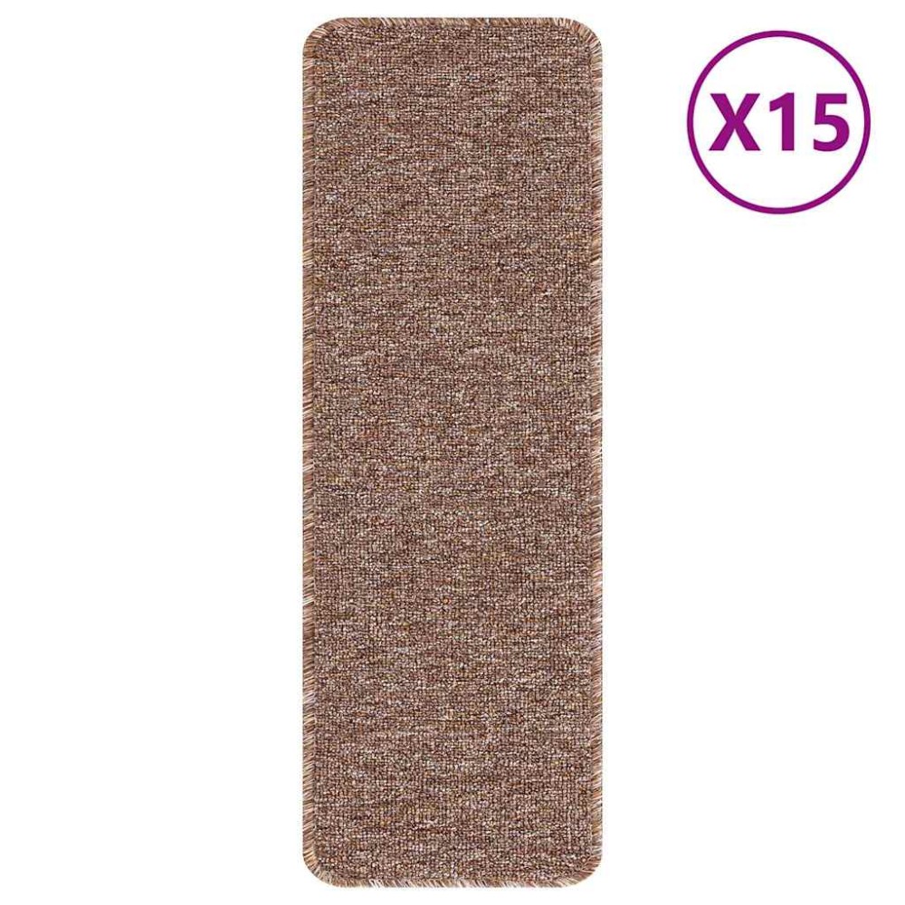 vidaXL Χαλιά Σκαλοπατιών Αντιολισθητικά 15 τμχ. 60 x 25 cm Καφέ PP