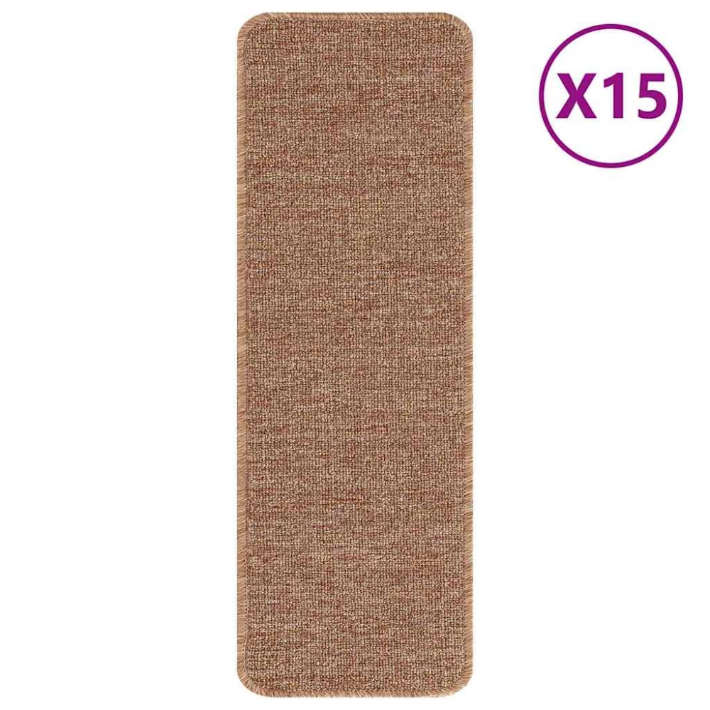 vidaXL Χαλιά Σκαλοπατιών Αντιολισθητικά 15 τμχ. 60 x 25 cm Κίτρινο PP