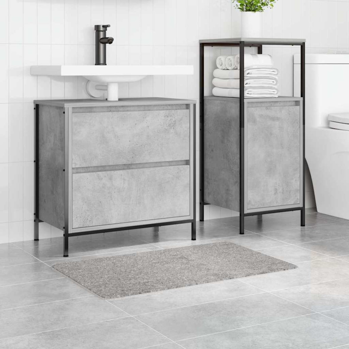vidaXL Αντιολισθητικό μαξιλάρι μπάνιου Γκρι 50 x 80 cm PP