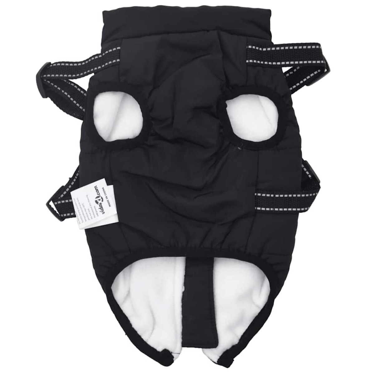 vidaXL παλτό σκύλου με ιμάντα αδιάβροχο αντανακλαστικό μαύρο L32