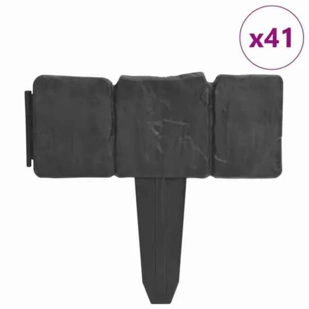 vidaXL Περίφραξη για Βραχόκηπο 41 Τεμ. Σχέδιο Πέτρας 10 μ. Πλαστική