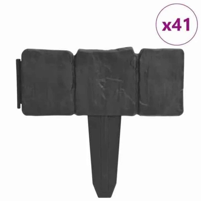 vidaXL Περίφραξη για Βραχόκηπο 41 Τεμ. Σχέδιο Πέτρας 10 μ. Πλαστική