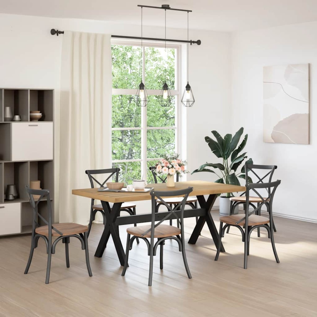 vidaXL Τραπεζαρία NOAIN με Πόδια σε Σχήμα Χ 180x90x75 εκ. από Μασίφ Ξύλο Πεύκου