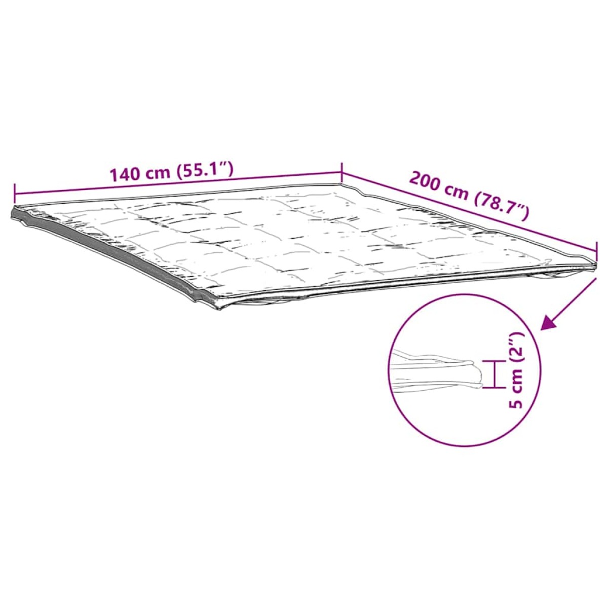 vidaXL Προστατευτικό στρώματος Λευκό 140x200 εκ.
