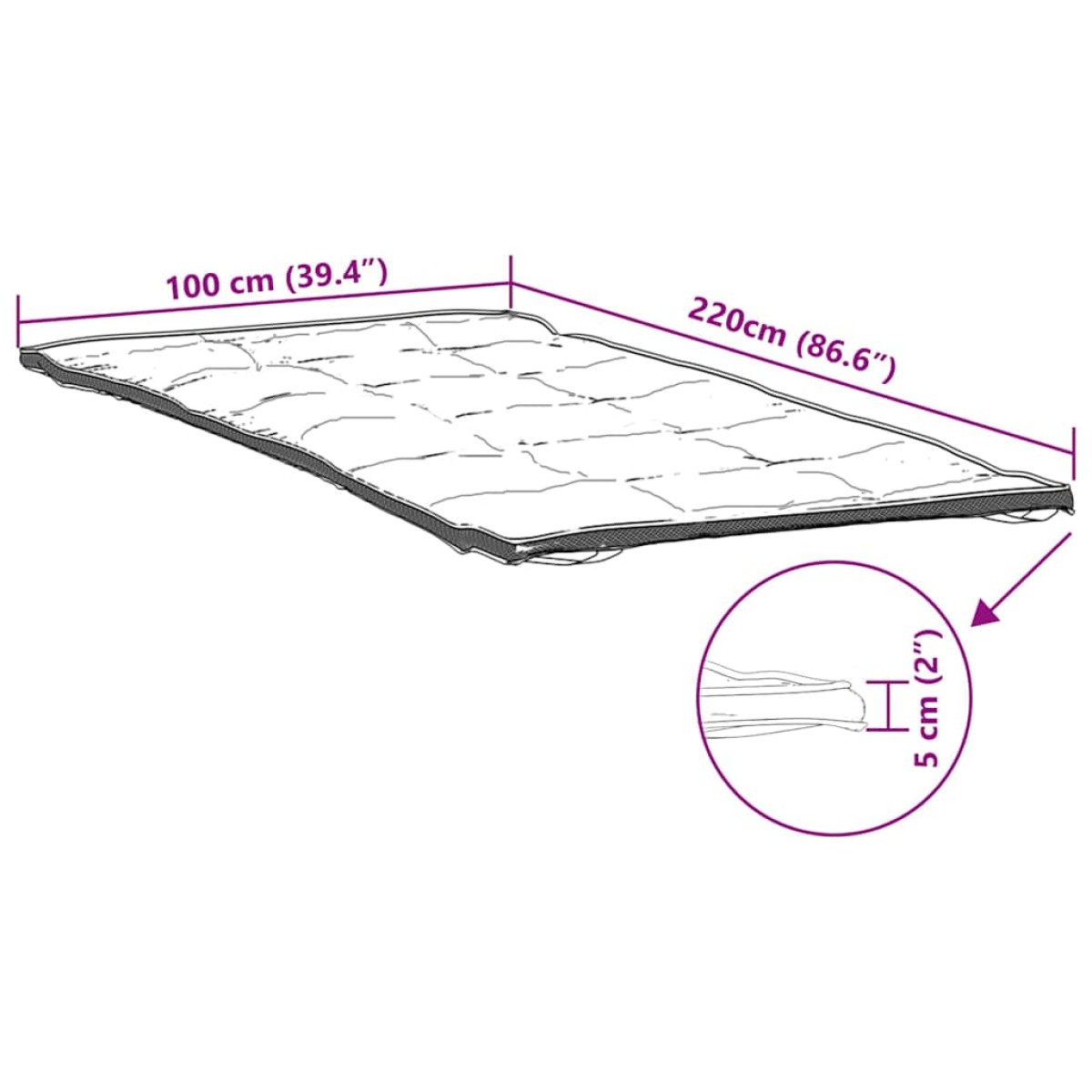 vidaXL Προστατευτικό στρώματος Λευκό 100x220 εκ.
