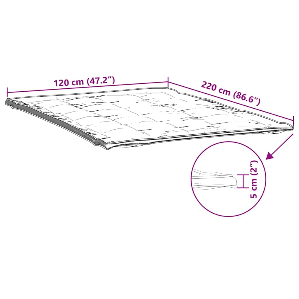 vidaXL Προστατευτικό στρώματος Λευκό 120x220 εκ.