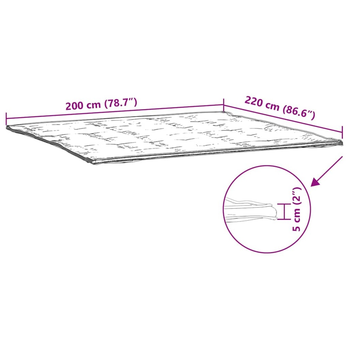 vidaXL Προστατευτικό στρώματος Λευκό 200x220 εκ.