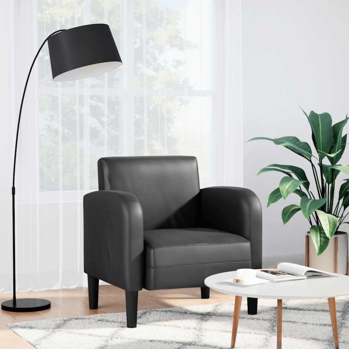 vidaXL Καναπές-καρέκλα με μπράτσα Μαύρο 54 cm Faux Leather