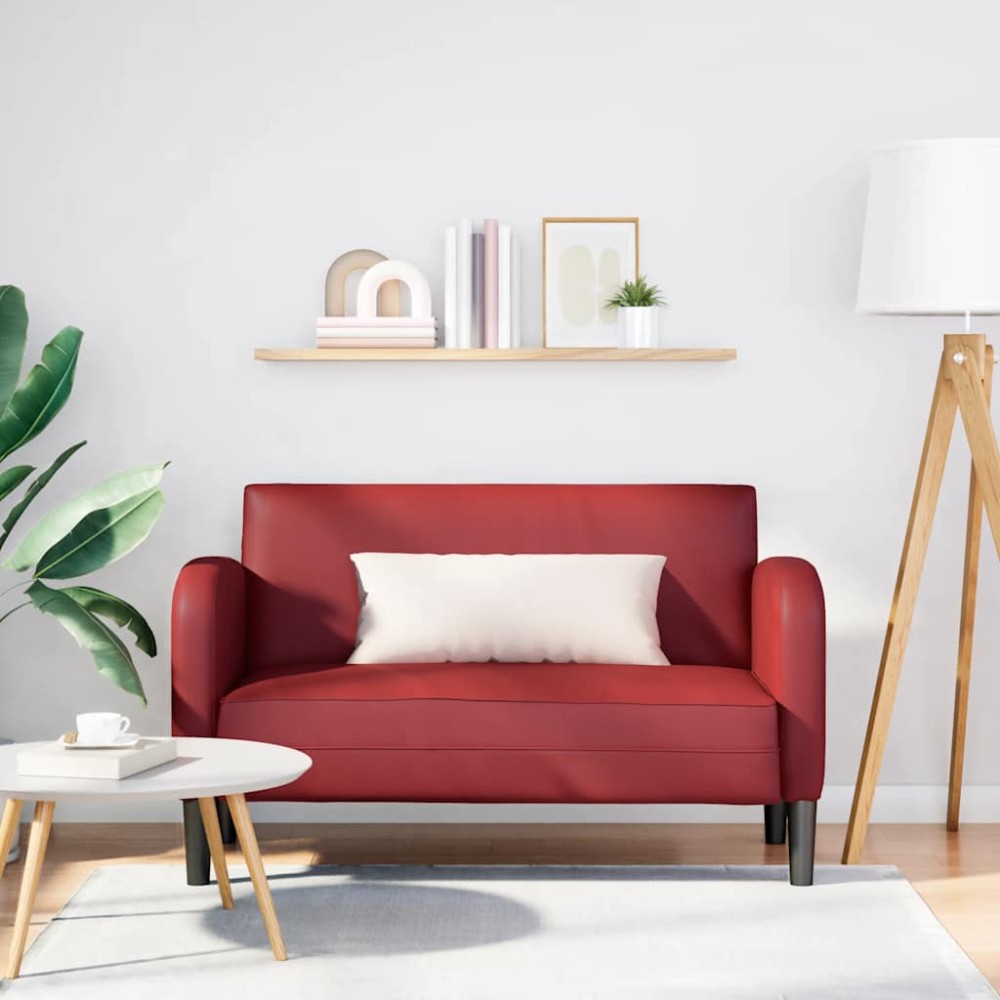 vidaXL Καναπές Loveseat Μπορντό 110 εκ. Συνθετικό δέρμα