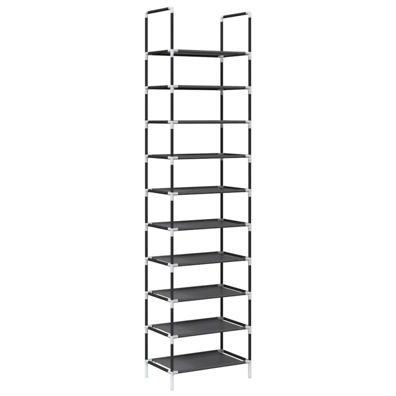 vidaXL Ράφι παπουτσιών 10 επιπέδων μαύρο 44x28x180 cm