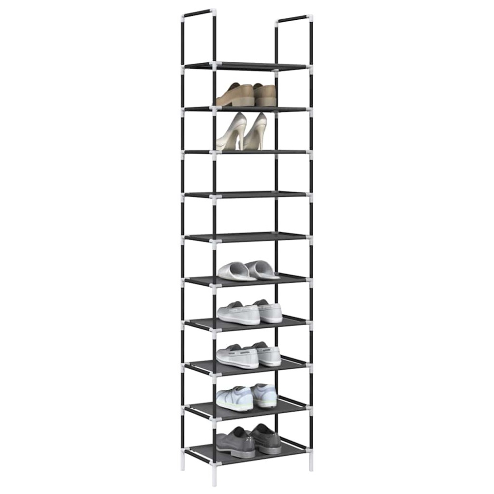 vidaXL Ράφι παπουτσιών 10 επιπέδων μαύρο 44x28x180 cm
