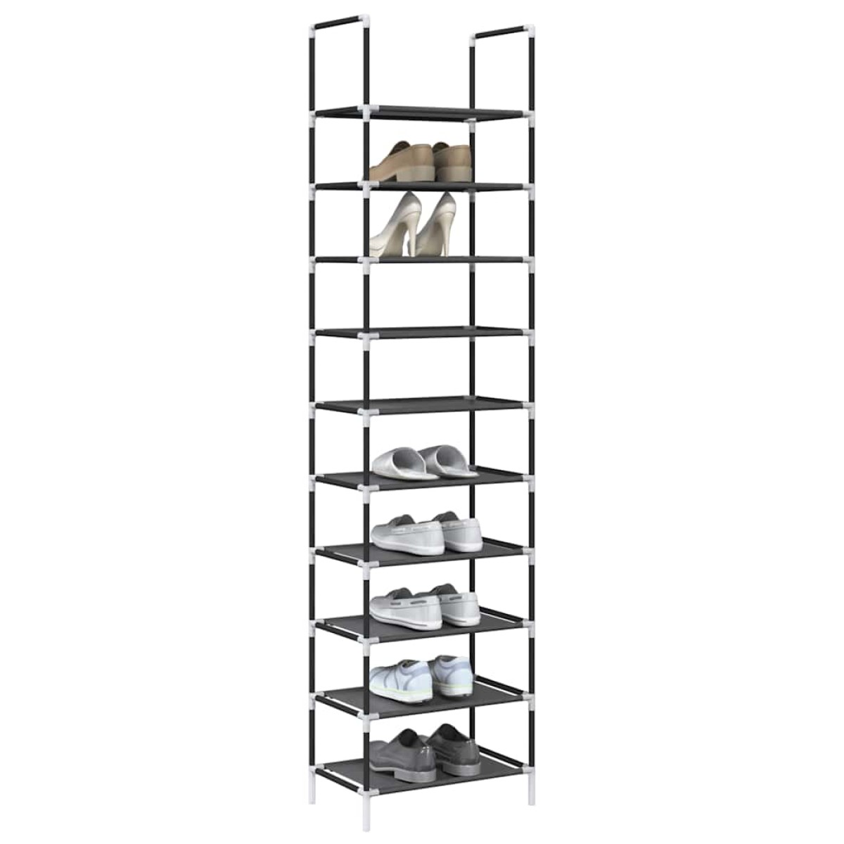 vidaXL Ράφι παπουτσιών 10 επιπέδων μαύρο 44x28x180 cm
