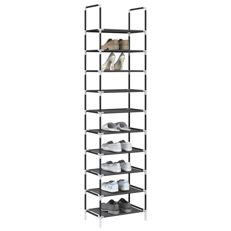 vidaXL Ράφι παπουτσιών 10 επιπέδων μαύρο 44x28x180 cm