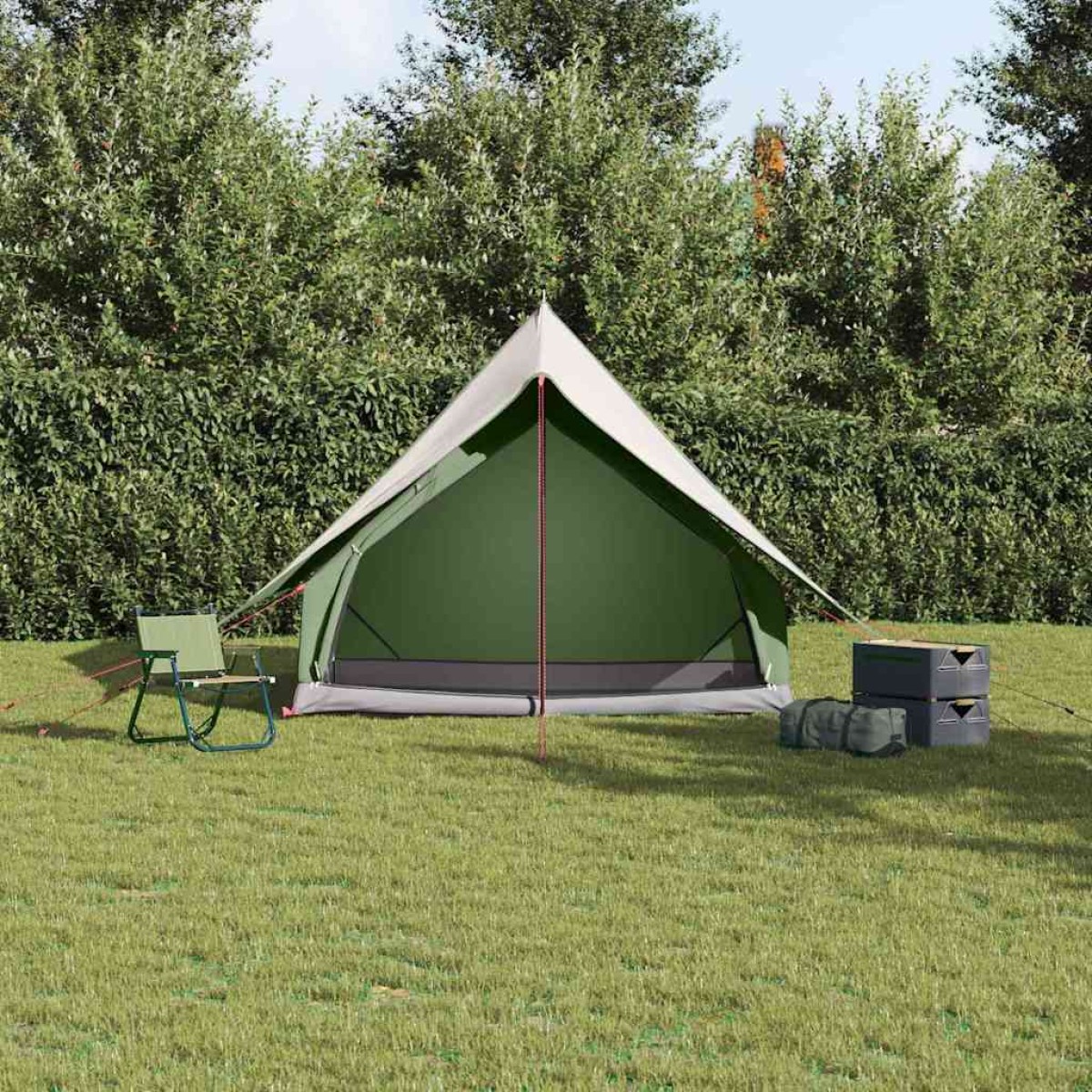 vidaXL Οικογενειακή Σκηνή Πράσινο και Λευκό 220 x 220 x 184 εκ