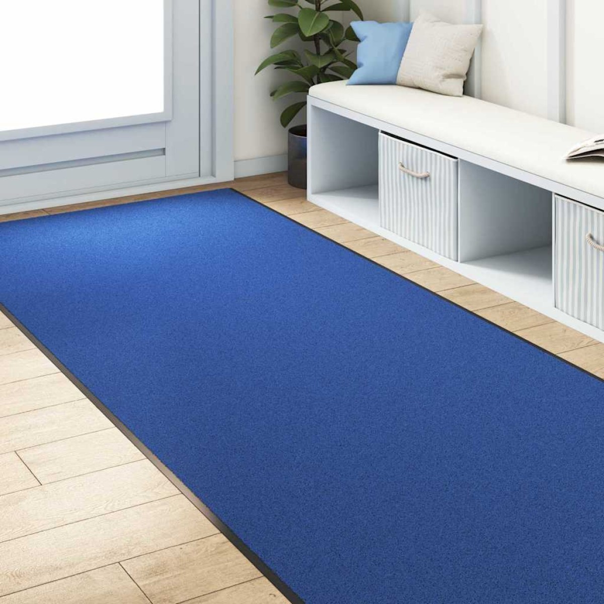 vidaXL Χαλάκι Εξώπορτας Μπλε και Μαύρο 120 x 350 εκ 100% Πολυαμίδιο