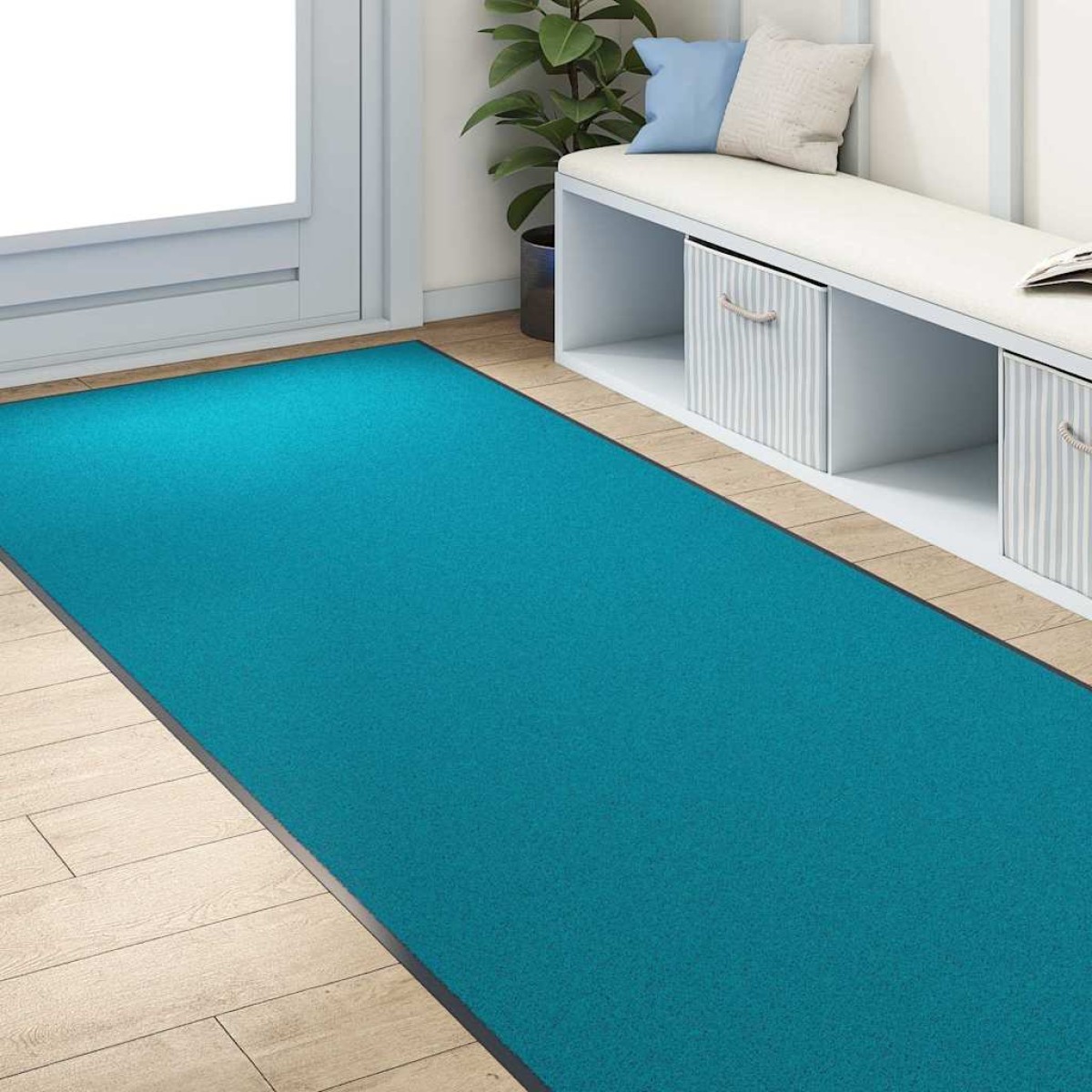 vidaXL Χαλάκι Εξώπορτας Κυανί και Μαύρο 120 x 300 cm 100% Πολυαμίδιο
