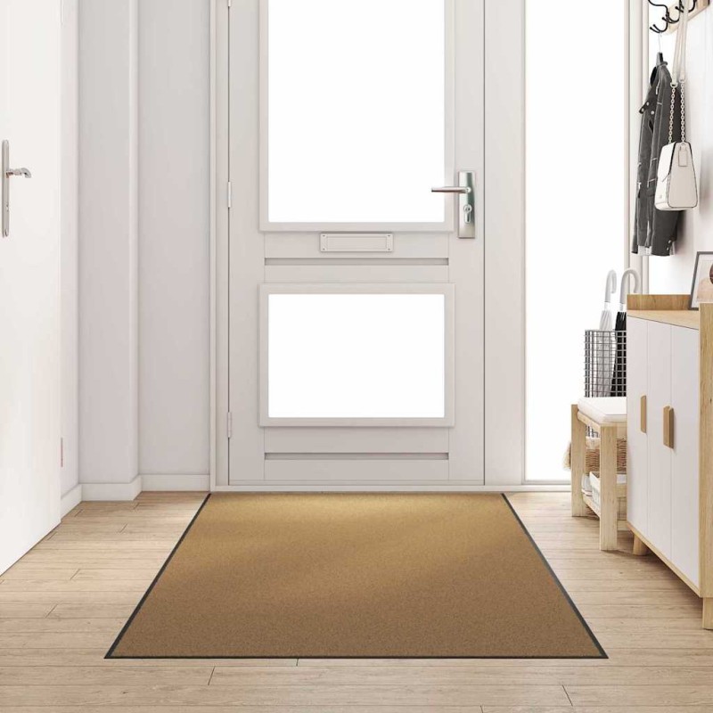 vidaXL Χαλάκι Εξώπορτας Άλλο Κρέμα και Μαύρο 120 x 250 cm