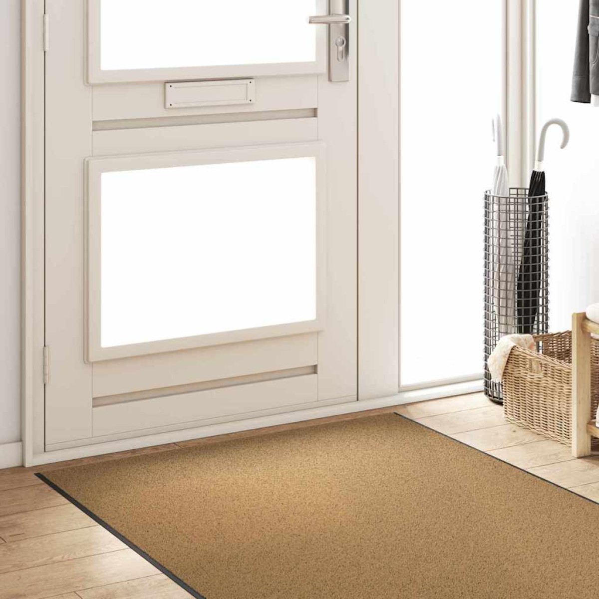 vidaXL Χαλάκι Εξώπορτας Άλλο Κρέμα και Μαύρο 120 x 400 cm