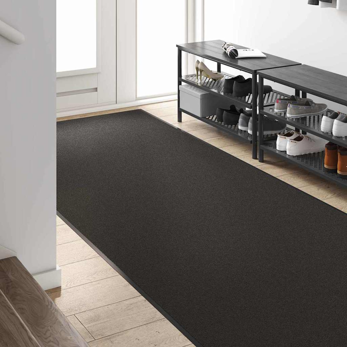 vidaXL Χαλάκι Εξώπορτας Μαύρο 120 x 400 cm 100% Πολυαμίδιο