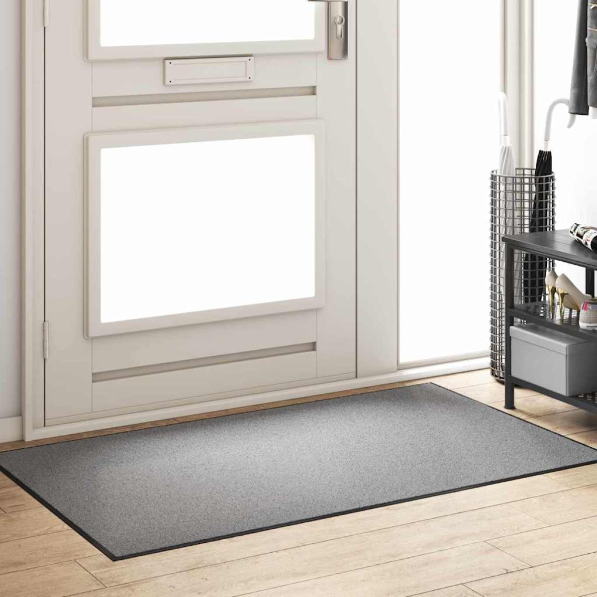 vidaXL Χαλάκι Εξώπορτας Γκρι και Μαύρο 90 x 150 cm 100% Πολυαμίδιο