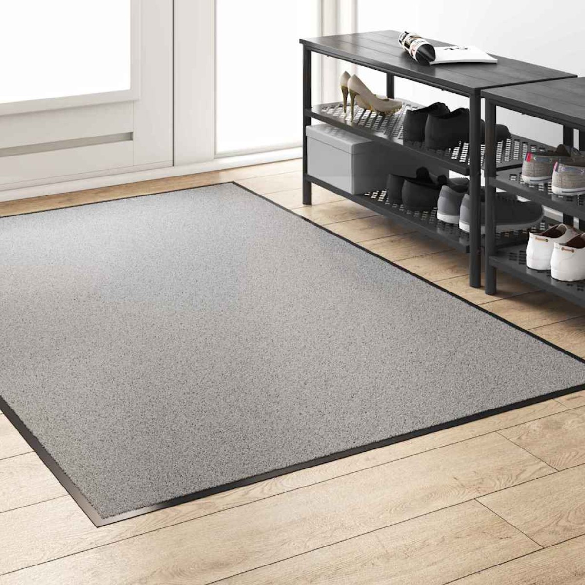 vidaXL Χαλάκι Εξώπορτας Γκρι και Μαύρο 120 x 180 cm 100% Πολυαμίδιο