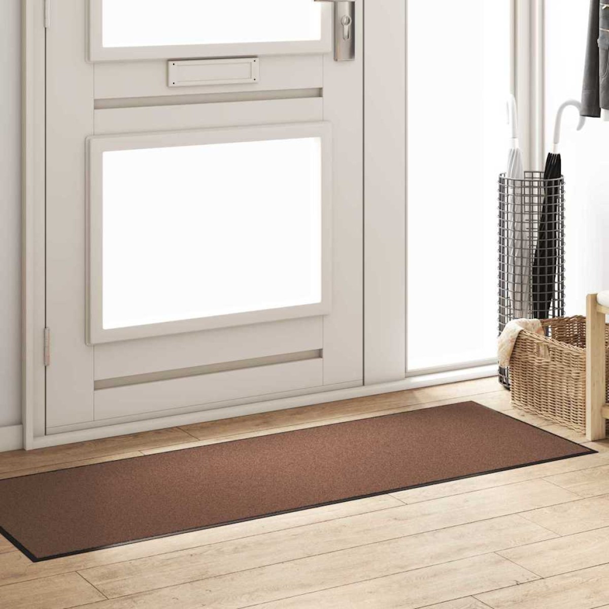 vidaXL Χαλάκι Εξώπορτας Καφέ και Μαύρο 60 x 180 cm 100% Πολυαμίδιο