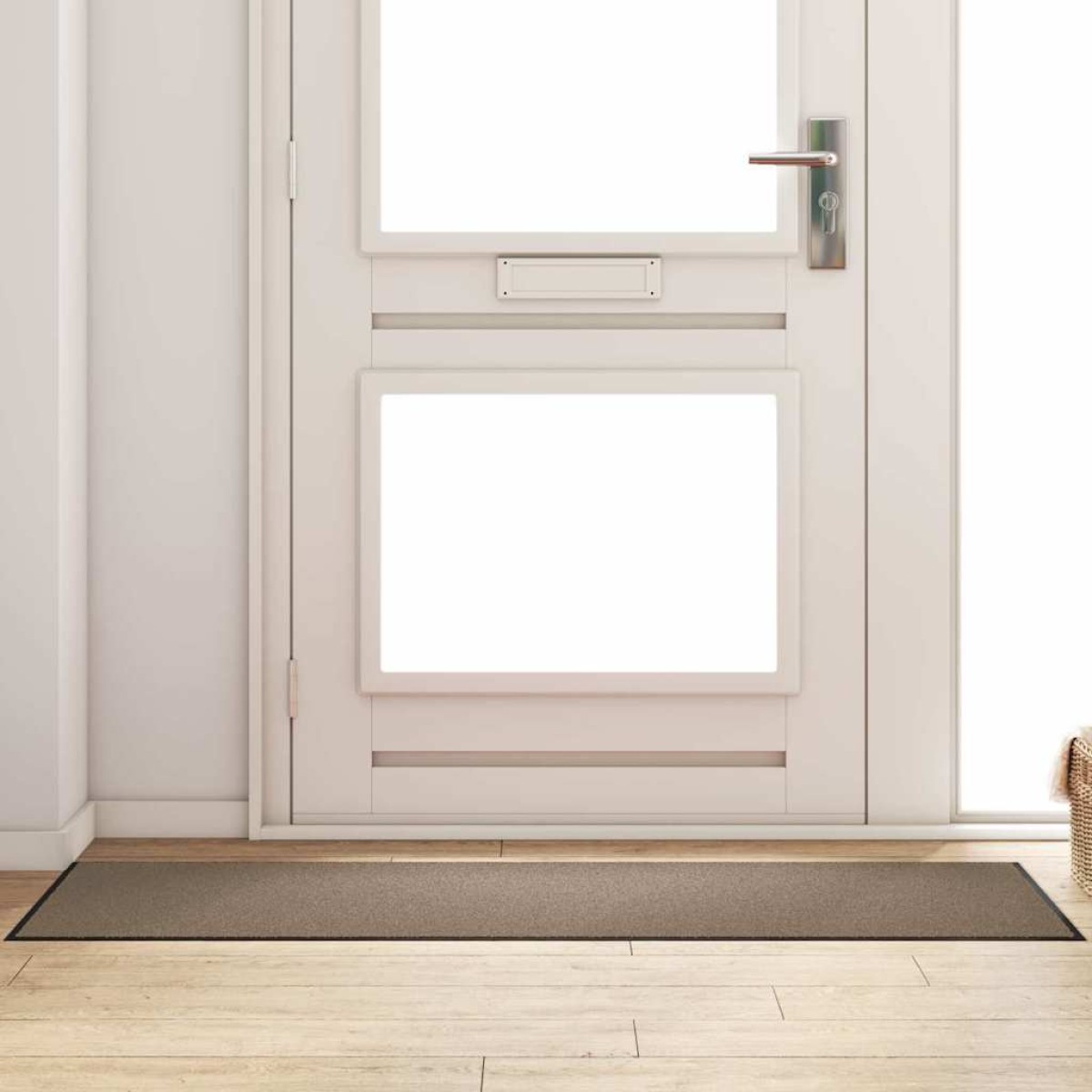 vidaXL Χαλάκι Εξώπορτας Μπεζ και Μαύρο 60 x 180 cm 100% Πολυαμίδιο
