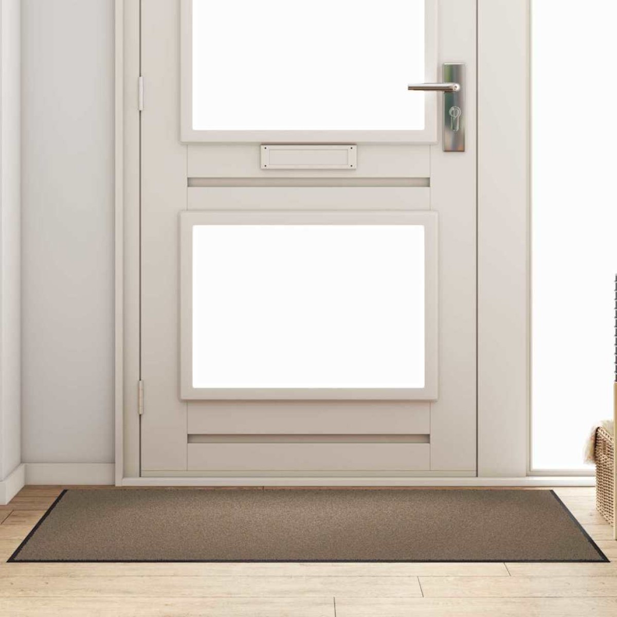 vidaXL Χαλάκι Εξώπορτας Μπεζ και Μαύρο 90 x 150 cm 100% Πολυαμίδιο