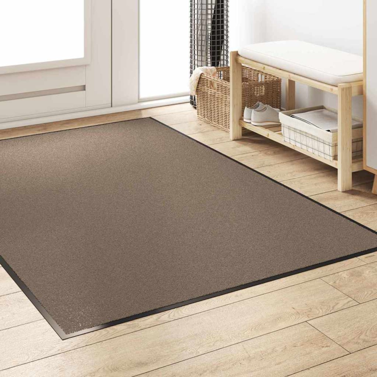 vidaXL Χαλάκι Εξώπορτας Μπεζ και Μαύρο 120 x 180 cm 100% Πολυαμίδιο